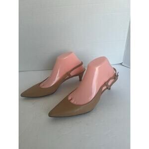 Cole Haan Juliana Low Slingback Pointy Toe Sandstone Nude Lizard Print Pumps 9B